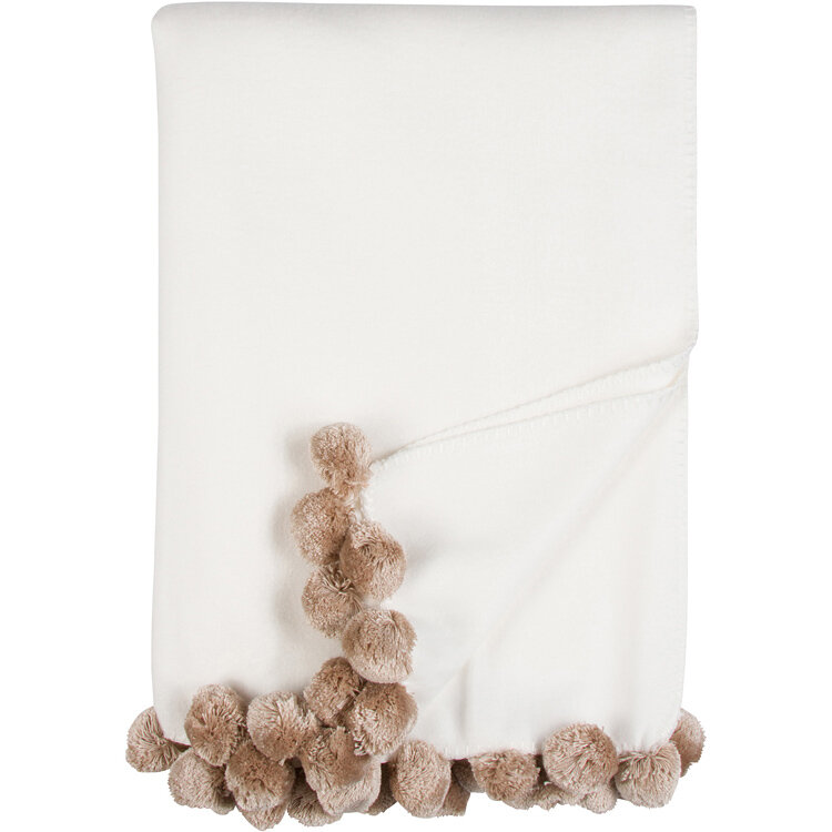 Luxxe Pom Pom Throw- Ivory/Nude by Malibu Luxxe