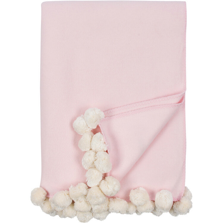Luxxe Pom Pom Throw- Pink/Ivory by Malibu Luxxe