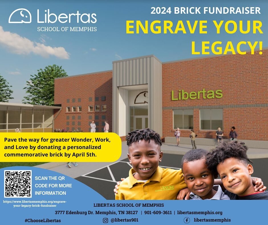 By popular request, our brick fundraiser has been extended. New deadline is 3pm Friday April 12. Go to https://polarengraving.com/libertasmemphis to order your brick.