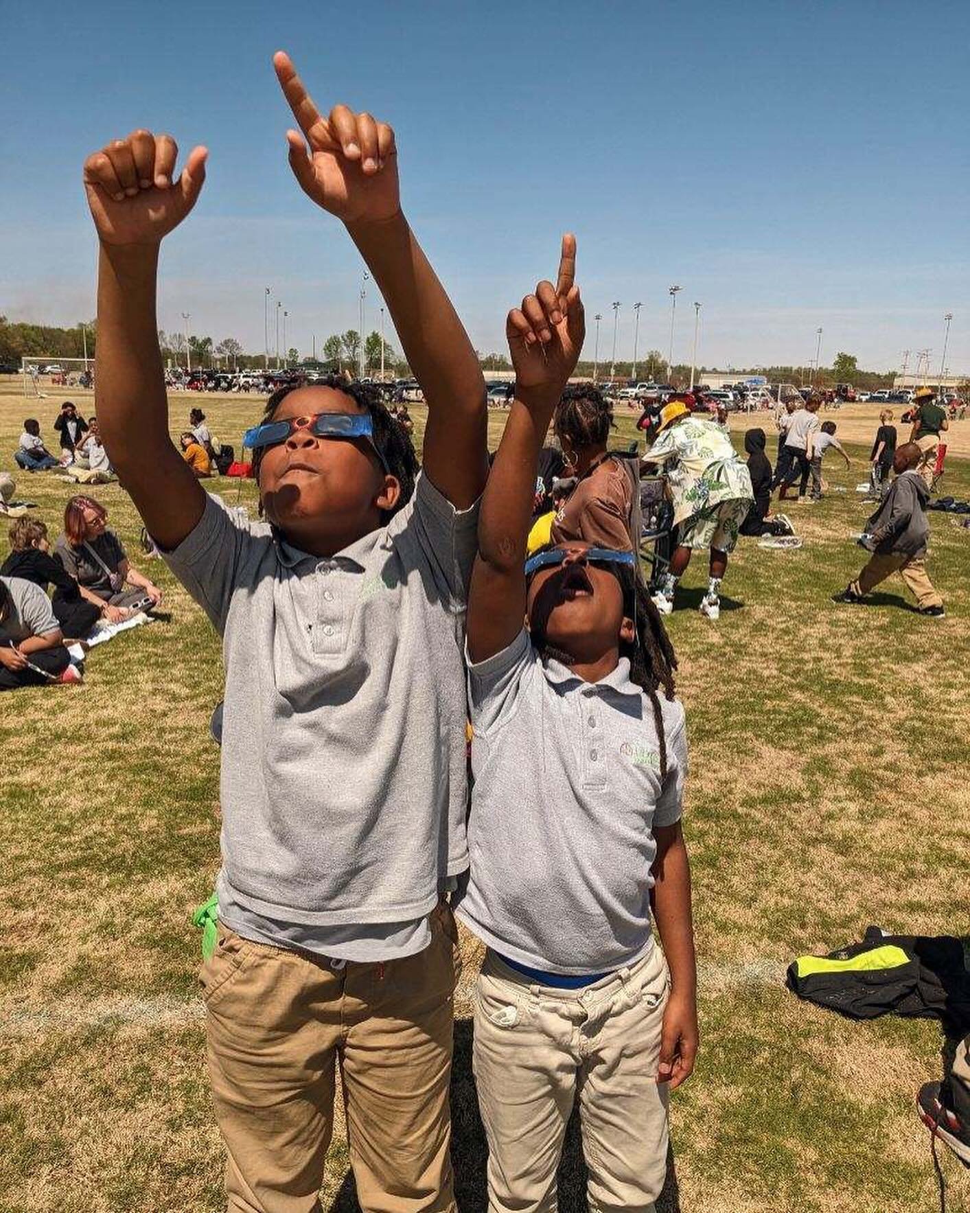 Libertas students immersed in the beauty and awe of the 2024 Solar Eclipse&mdash;an unforgettable moment of Wonder! ✨🌑 We are grateful to our friends at @memphislibrary Frayser Branch for helping us obtain eclipse glasses for all of our students.