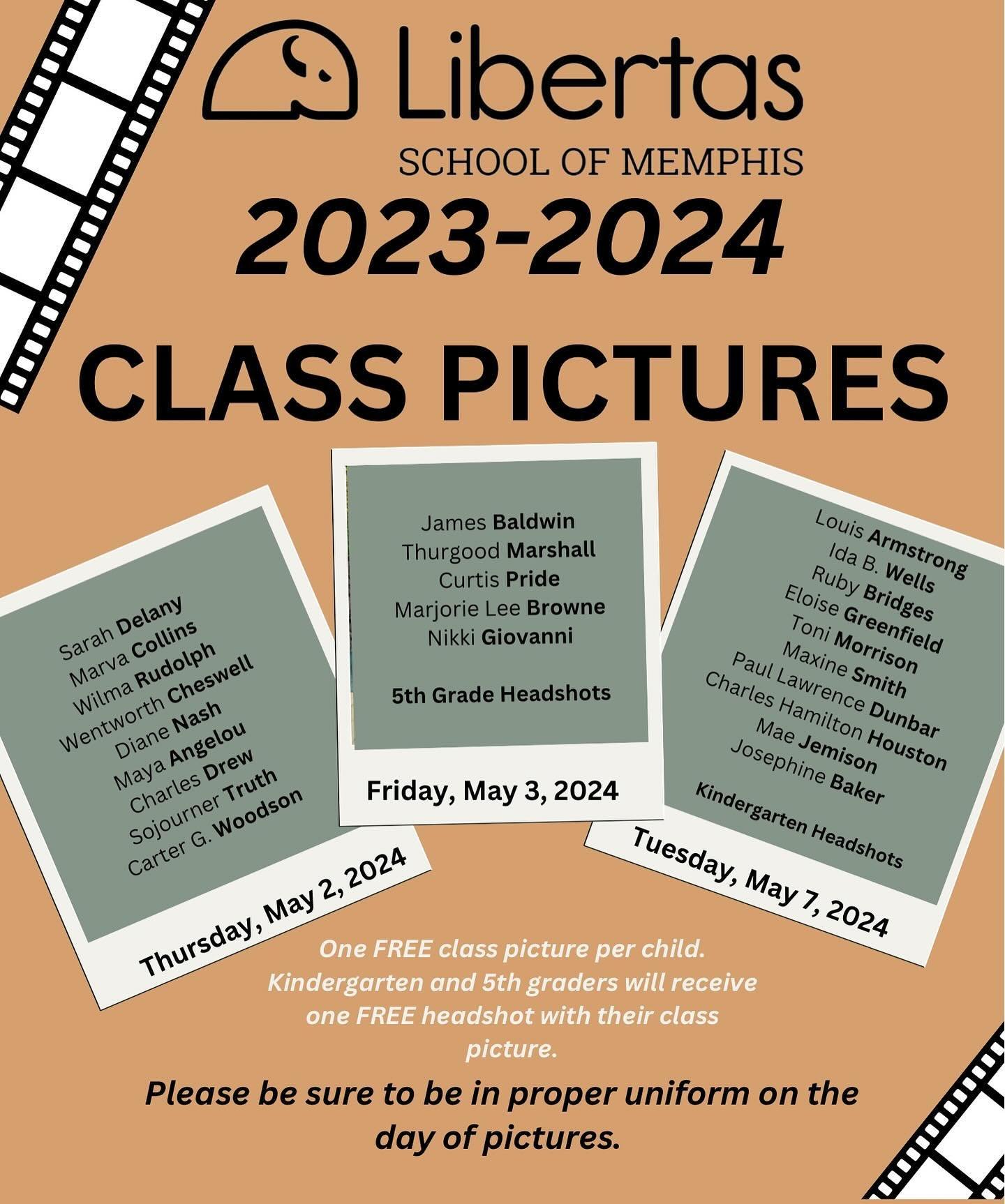 Picture Day next week. Please look at the flyer for information for your child&rsquo;s picture date.