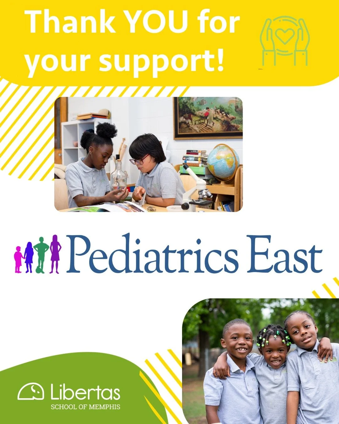 We are incredibly grateful to Pediatrics East for their generous support of Libertas through our Help Us Grow: 70 in 70 Campaign!

Community partners like @pedseast help make it possible for us to continue providing joyful, enriching learning experie