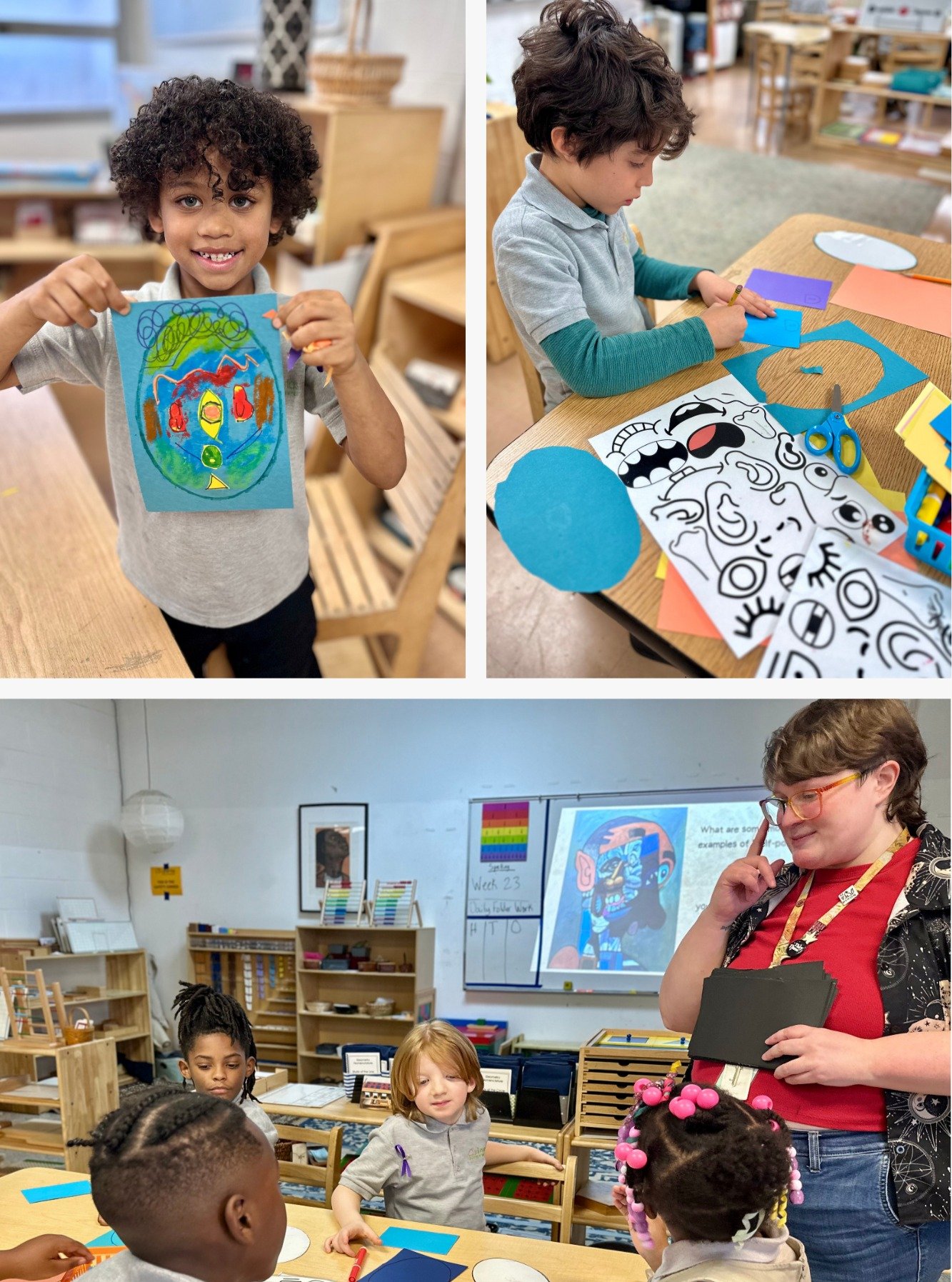 We&rsquo;re grateful to our partners @dixonmemphis for joining our Lower Elementary classrooms last week. Students explored the dynamic Afrofuturist paintings of contemporary artist Roger Allen Cleaves and then channeled that inspiration into their o