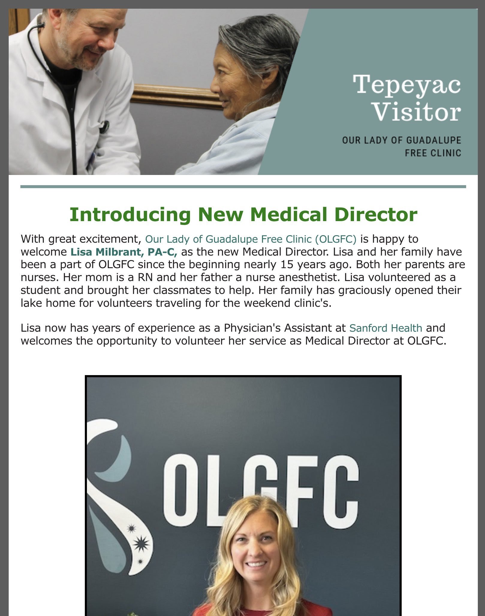old version of cover of newsletter - boring info on the new medical director - yawn