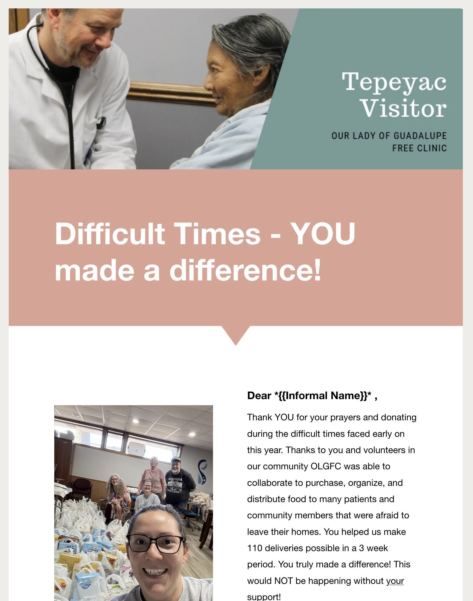 new version of cover of newsletter - donor centered (You made a difference)