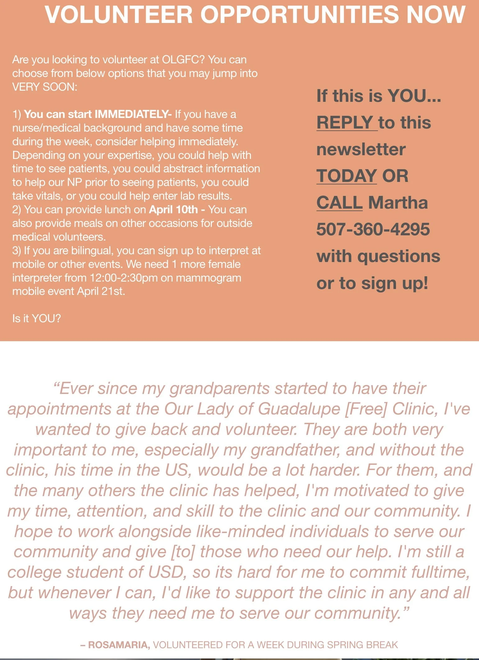 volunteer opportunities now