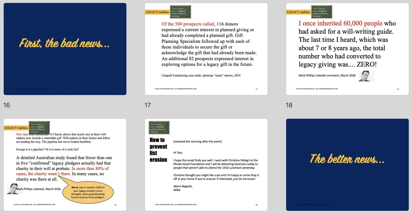 A series of slides from Tom's bequest webinar