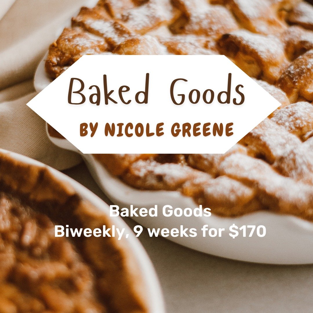 Our vegetable CSA is sold out at DGS Community Farm, but we still have other yummy options to choose from.

9 weeks of baked goods, baked by our friend Nicole Greene!

18 or 9 weeks of eggs from Nutripeak in Westcliffe, CO

12 or 6 weeks of microgree