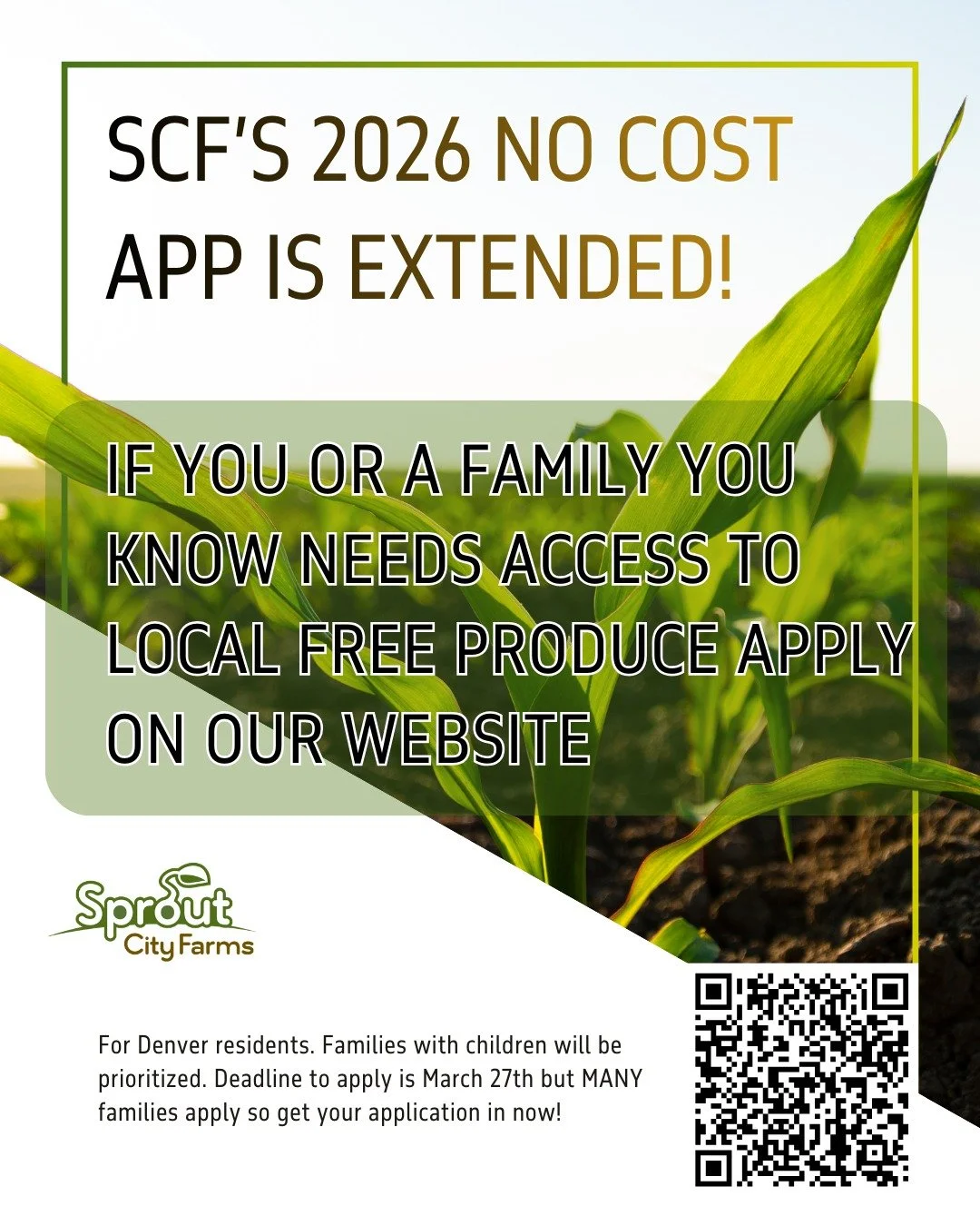 In an effort to reach out to as many Denver families as we can, our no cost application window is being extended! FREE organic food is hard to come by, especially now, so please help us spread the word.