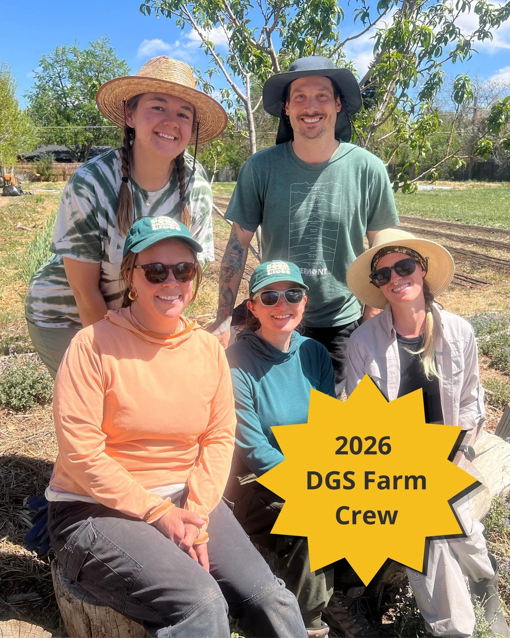 Say hello to the 2026 Denver Green School Community Farm Crew - we're so excited to have you!

Top Row: Lucy, she/her (Left); Pete, he/him (Right),
Bottom Row: Camille, she/her (Left); Kendra, she/her (Middle); D&oacute;ra, she/her (Right)