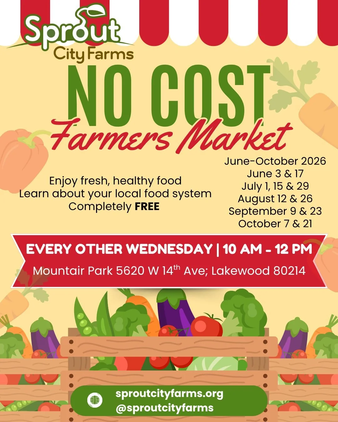 We&rsquo;re so excited to announce the first No-Cost Farmers Market of the season at Mountair Park Community Farm! 🌱🥕

Join us this Wednesday, June 3 from 10am&ndash;12pm for FREE fresh produce grown right at the farm.

The market will run every ot