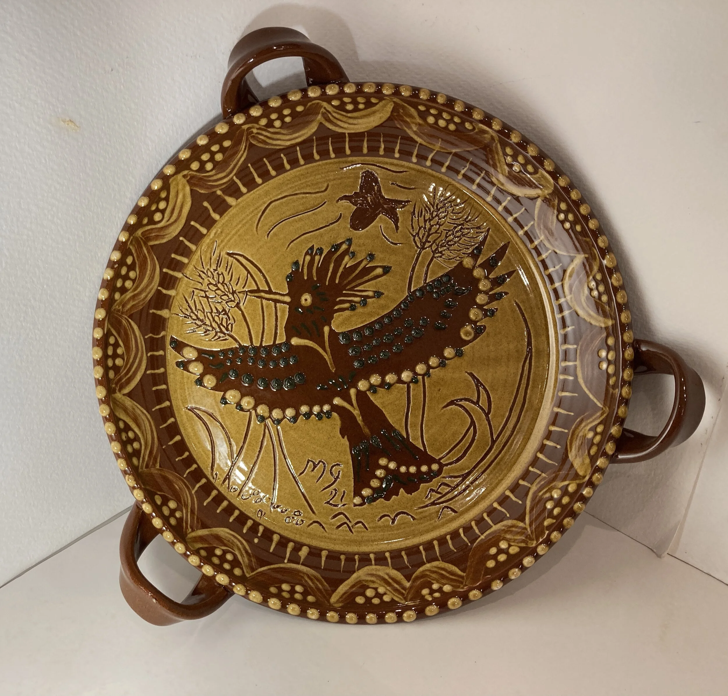 Slipware Hoopoe in Flight platter