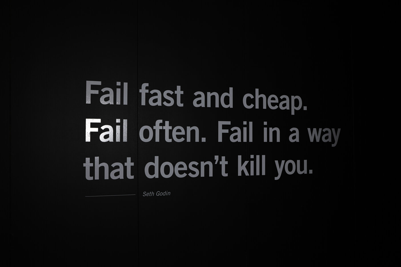 Wall with Seth Godin quote as part of FAIL BETTER at Science Gallery.jpg