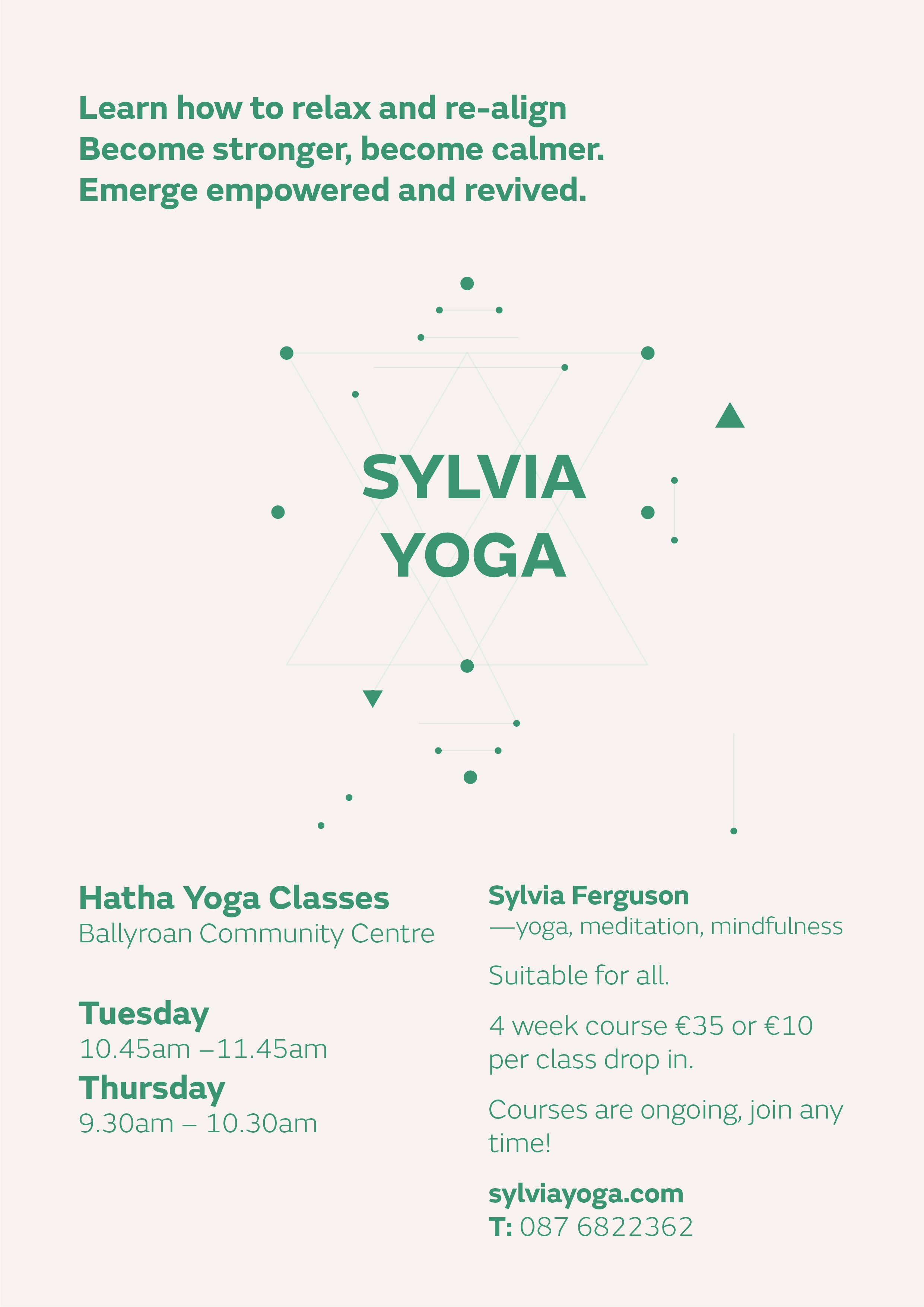 Yoga class typographic poster with schedule of yoga and meditation classes
