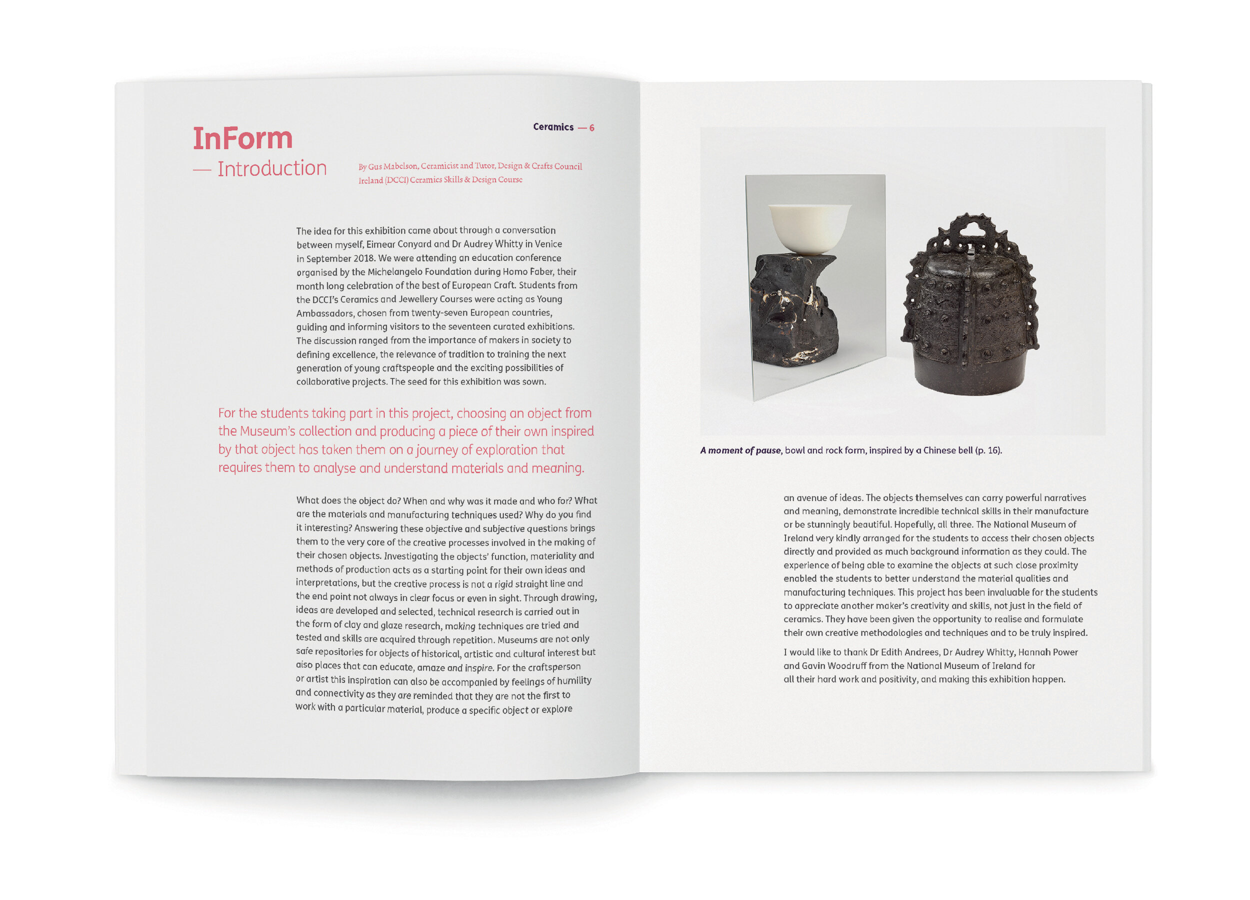 InForm Exhibition Catalogue essay spread