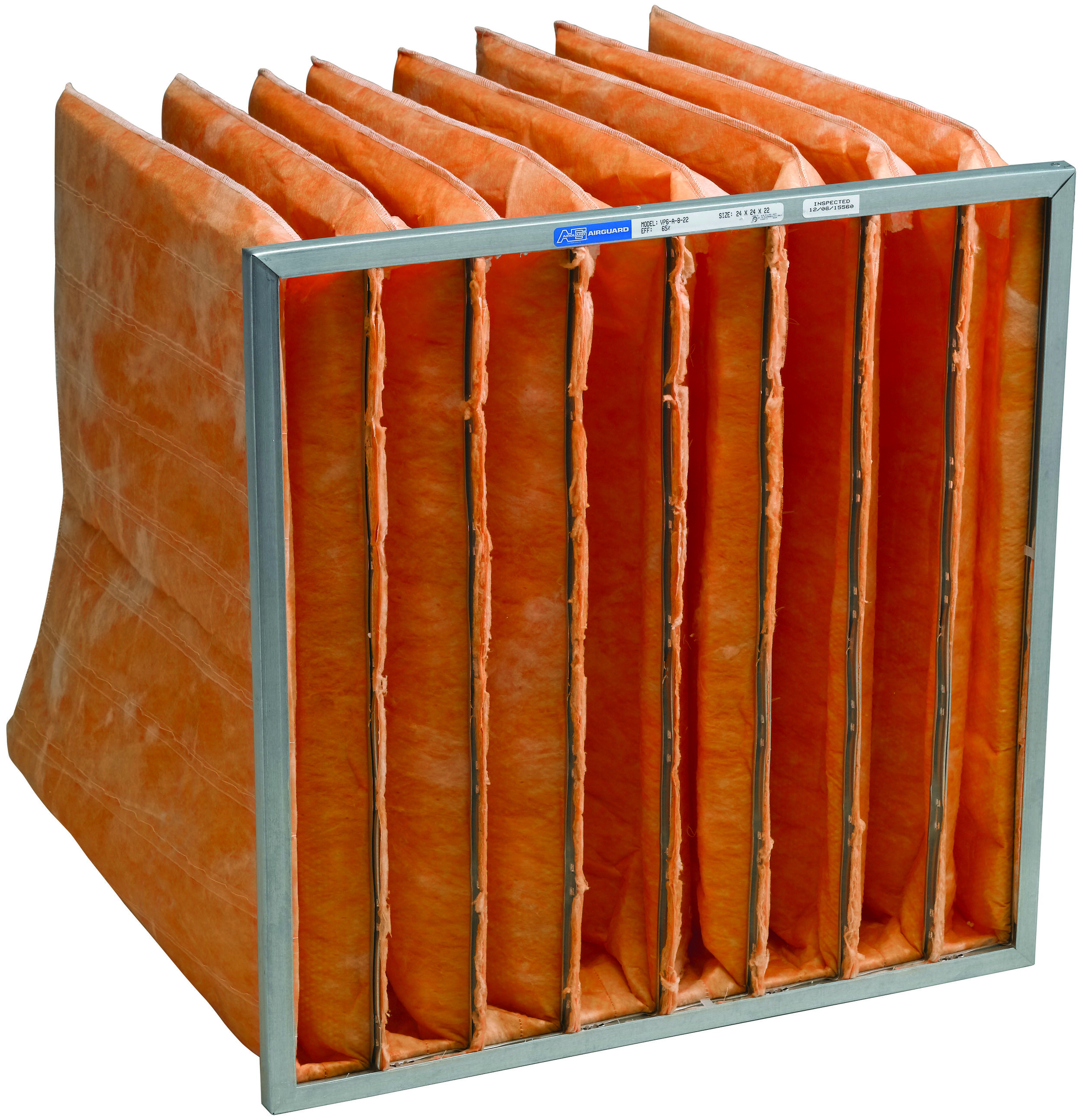 Pocket Bag Filters. Metal frame with multiple pockets.