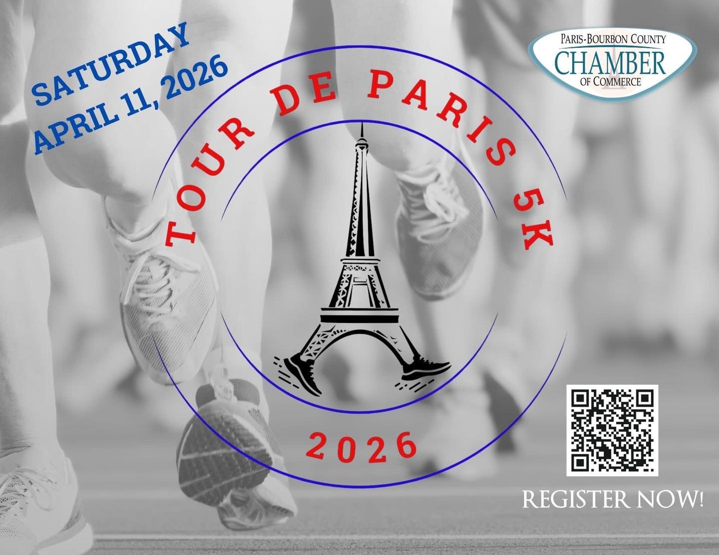 We&rsquo;re excited to invite you to participate in this year&rsquo;s Tour de Paris 5K, taking place on Saturday, April 11 at 9:00 AM in downtown Paris!

This fun and scenic 5K run/walk begins and ends at the iconic Eiffel Tower and takes participant