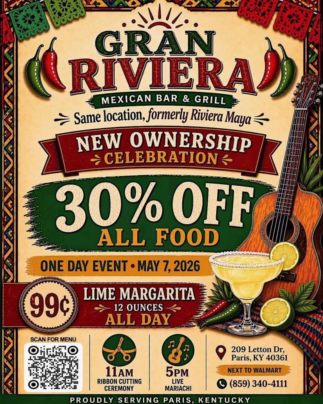 We&rsquo;re excited to invite you to join us in welcoming new ownership at Gran Riviera Mexican Bar &amp; Grill as they celebrate their grand reintroduction to the community and their membership with the Chamber!

A ribbon cutting ceremony will take 