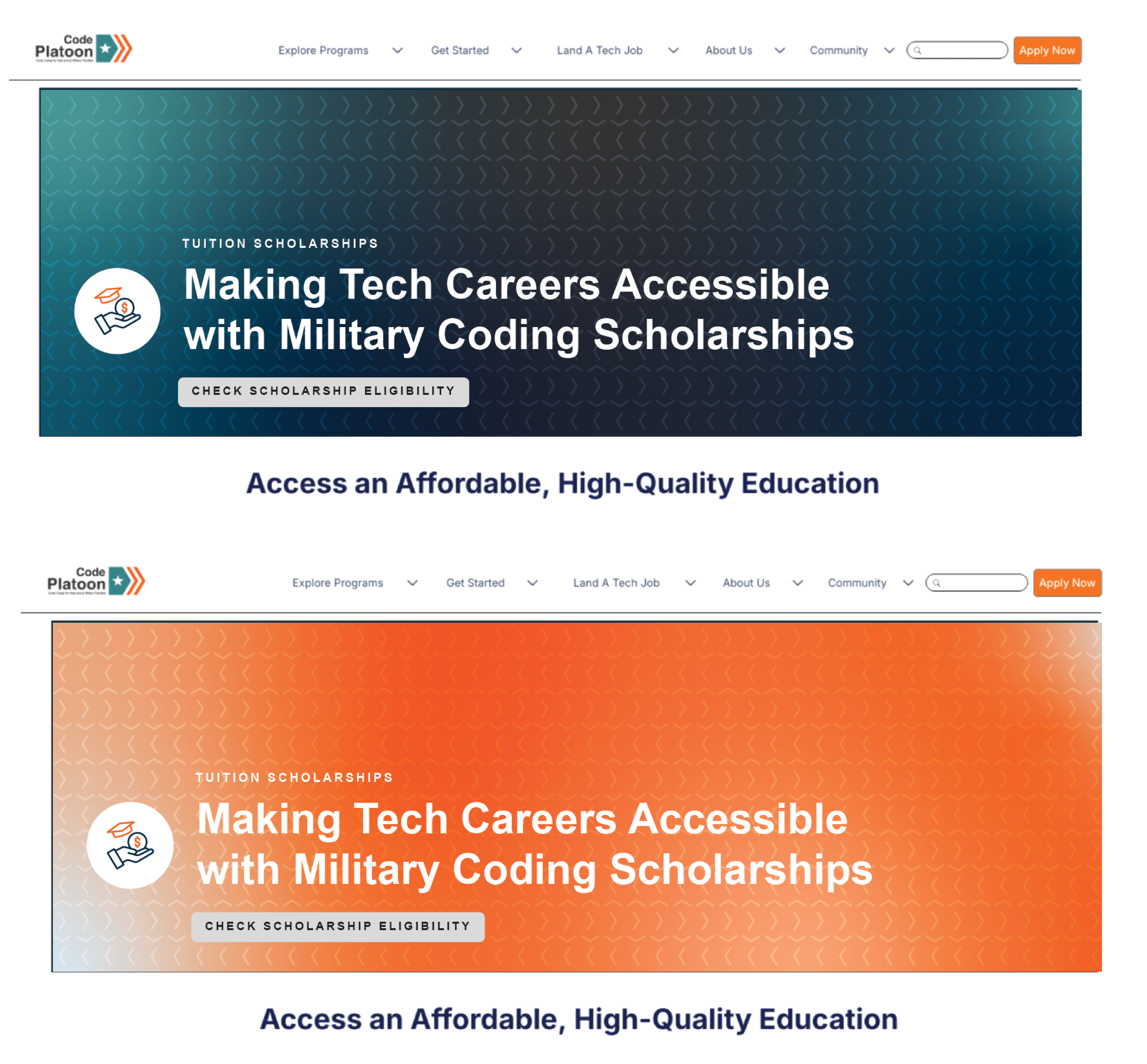 Secondary Website Headers