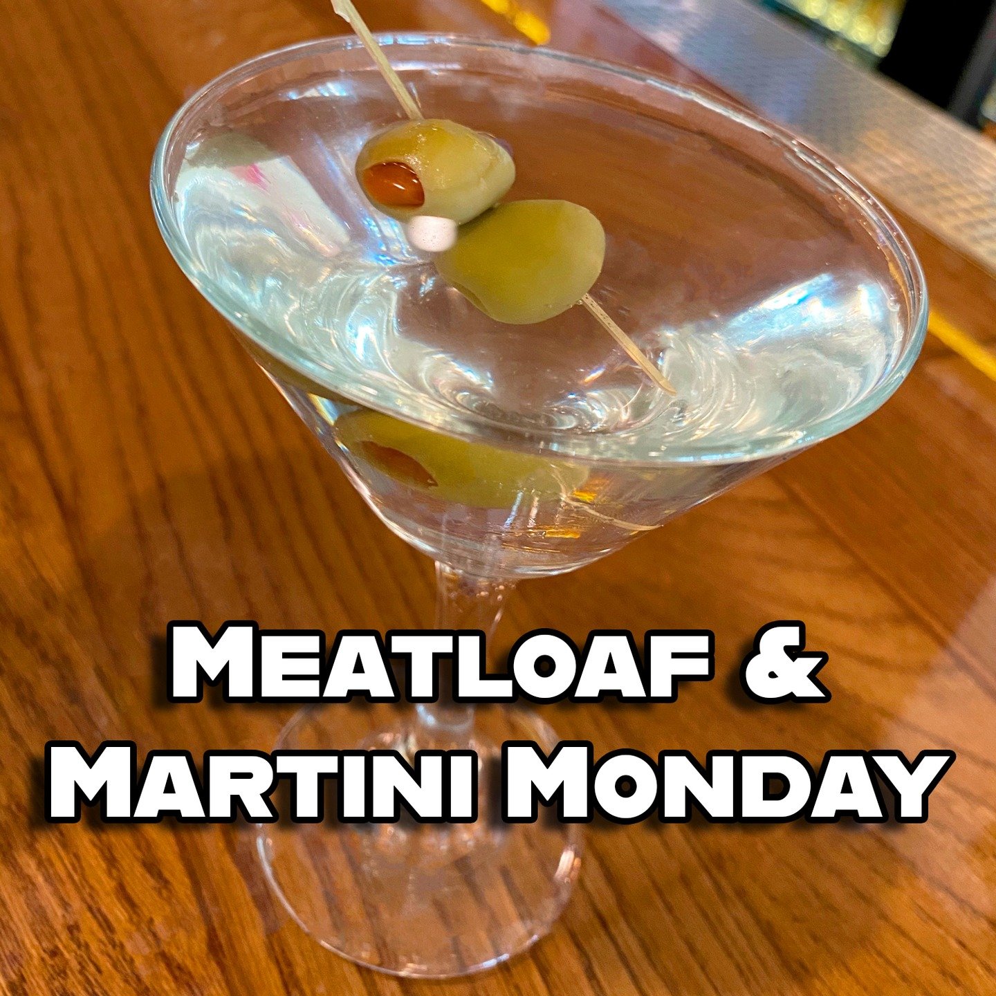 Jump Start Your Week with Meatloaf &amp; Martini Monday @ The Hangout!!

🎉 Enjoy 2-for-1 Meatloaf Dinners &amp; Sandwiches All Day Monday with Any Drink Purchase!! 🍽️🍖

🍸Bonus: Sip on $8 Martinis, Lemon Drops, Manhattans, and More All Day Long!!
