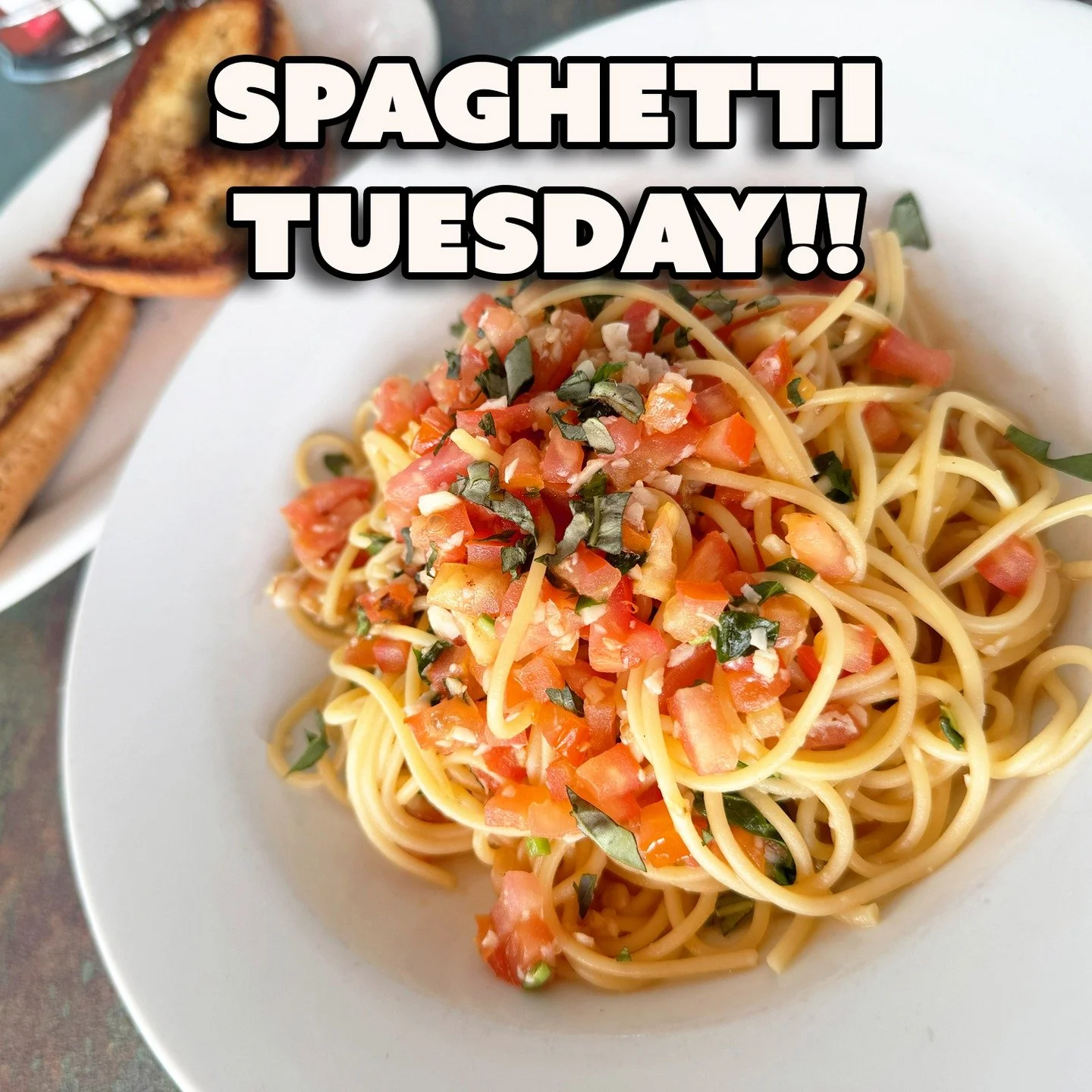 🍝 Spaghetti Tuesday Is Back @ The Hangout!!

Vibes Are Cozy, Plates Are Full, &amp; Wine Is Half OFF Every Tuesday Night!!

🍽️ Mix &amp; Match Your Dream Combo: Pasta + Fresh Garden Salad + Garlic Bread for Just $17.95!!

Fan Faves You Gotta Try:
?