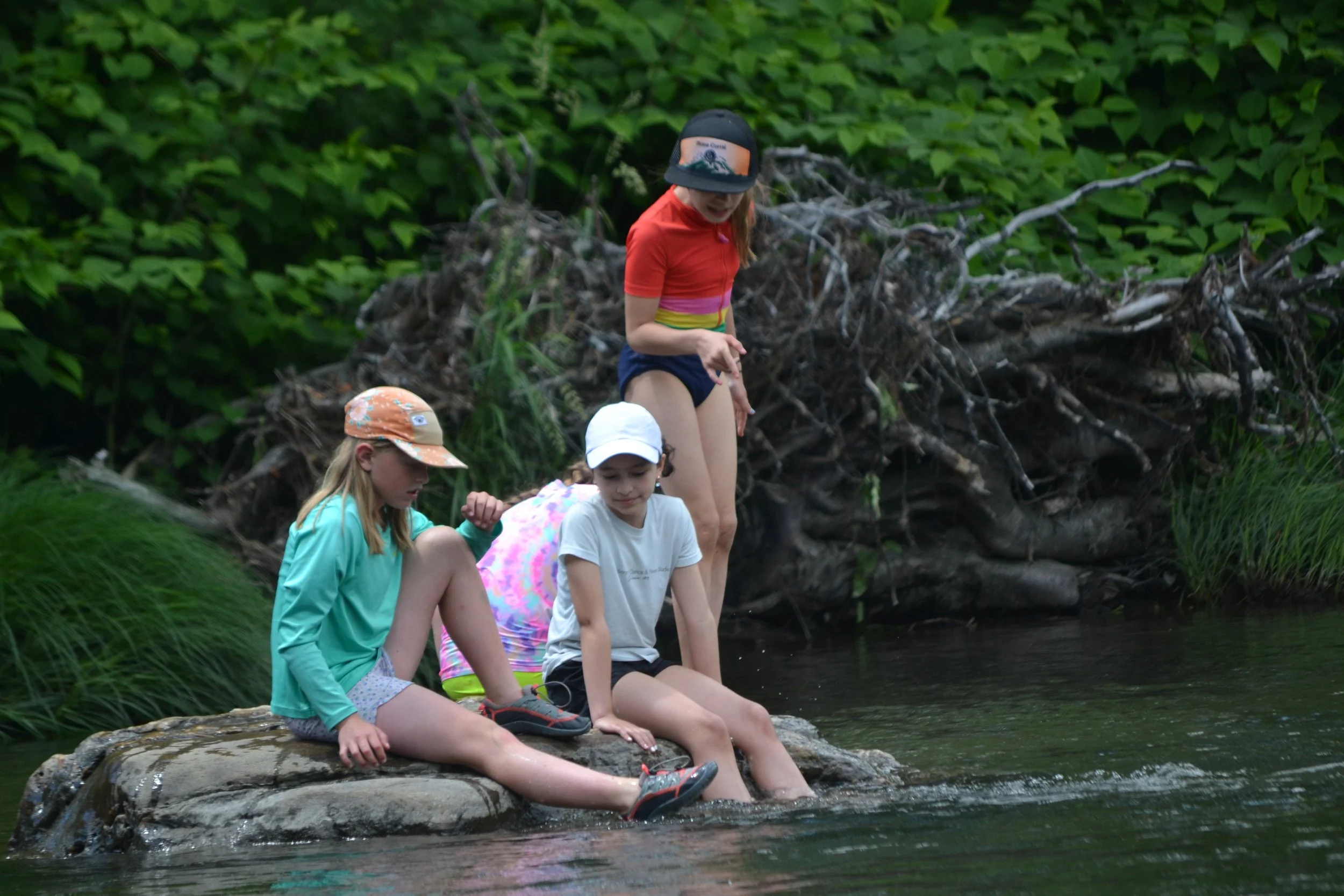 Etta, Iris, Bridgit and Maia enjoying the tranquility of the afternoon on the river.