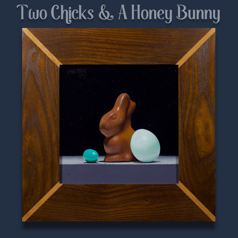 Two Chicks and A Honey Bunny
8x8 - oil on panel - $1350
Frame: Custom Kiln Fired Ash
with Cherry Splines
Cincinnati Art Galleries