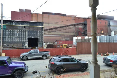 A sign hanging up outside Donna Frederick of Natrona Heights house. Her house is located across the street from ATI Flat Rolled Products – Brackenridge.