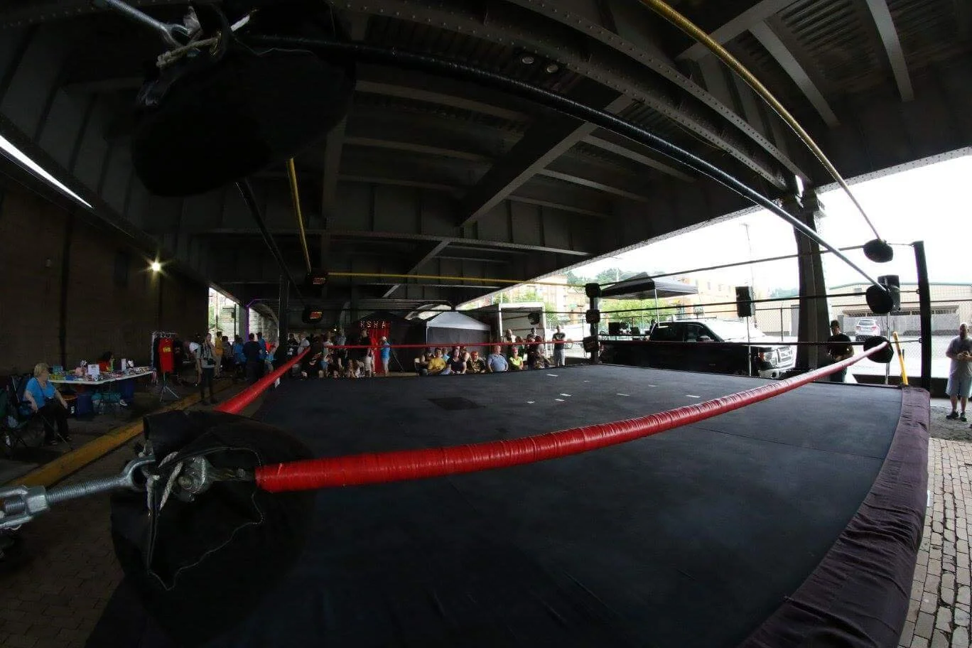 The Wrestling Ring underneath the Homestead Gray’s Bridge at Brawl Under The Bridge III July 22nd, 2017. Photo by Brian Keegan.