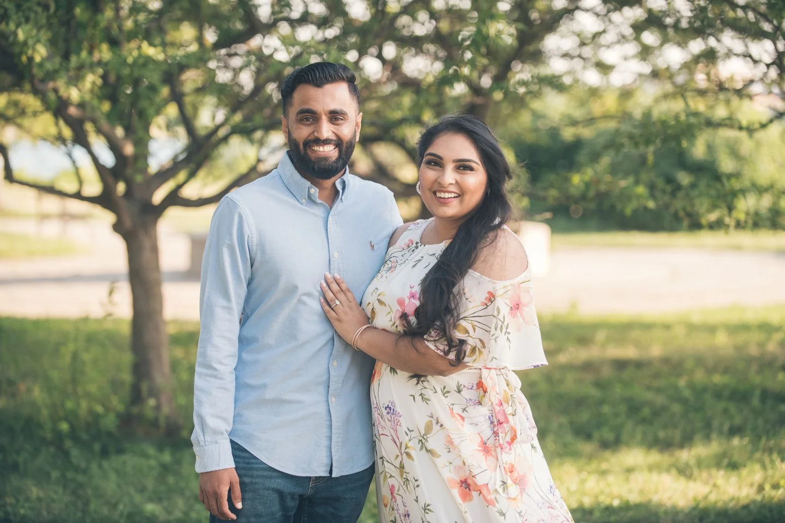 Detroit engagement image emphasizing togetherness.