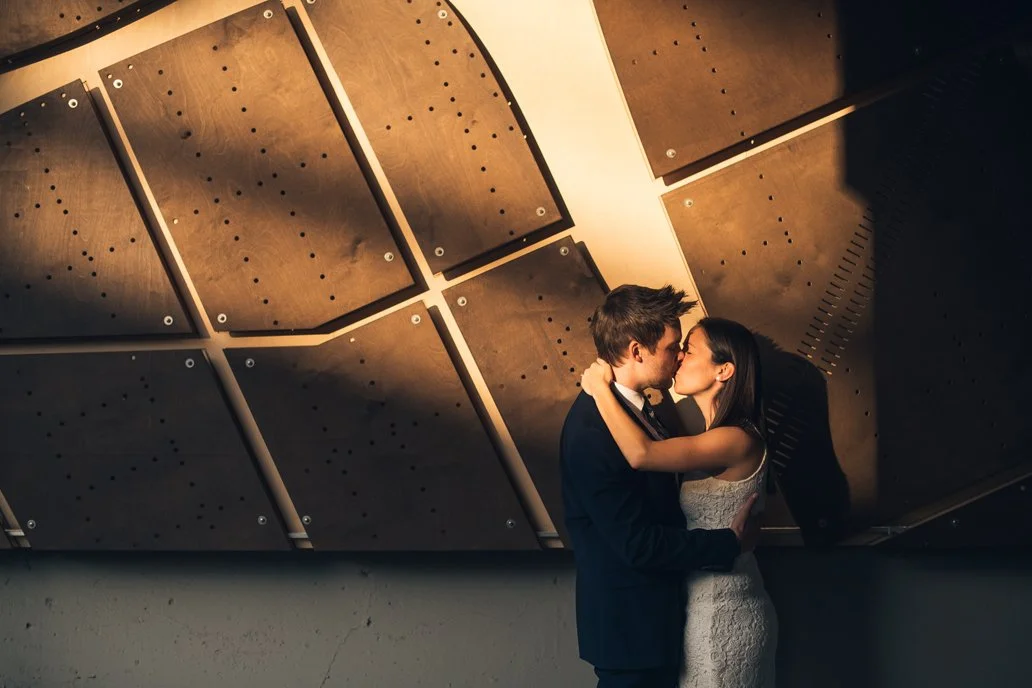 Engagement image in Detroit focused on atmosphere rather than posing.
