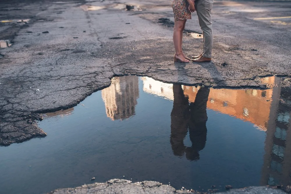 Engagement session in Detroit with an unobtrusive approach.