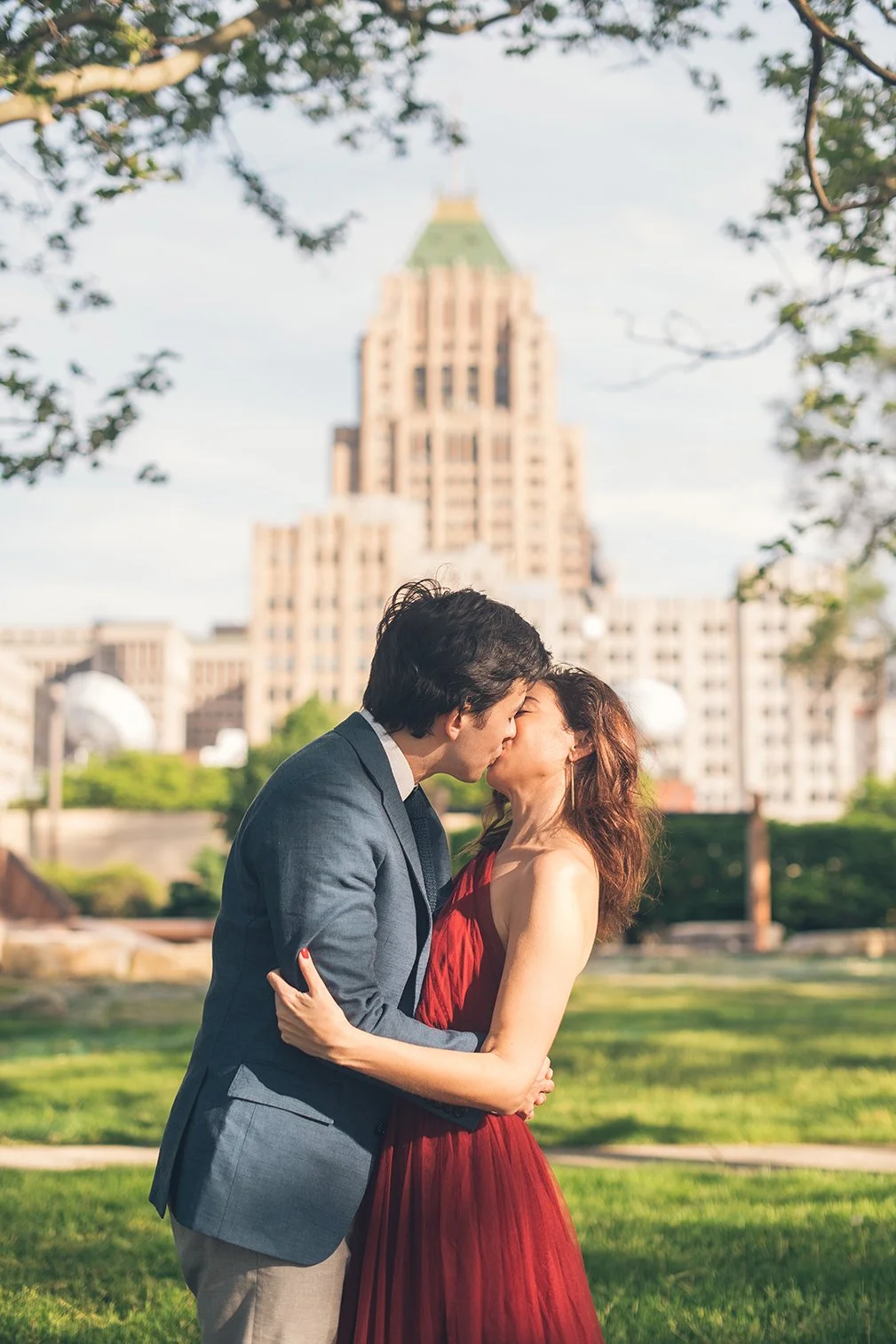 Detroit engagement photography showing a couple interacting naturally.