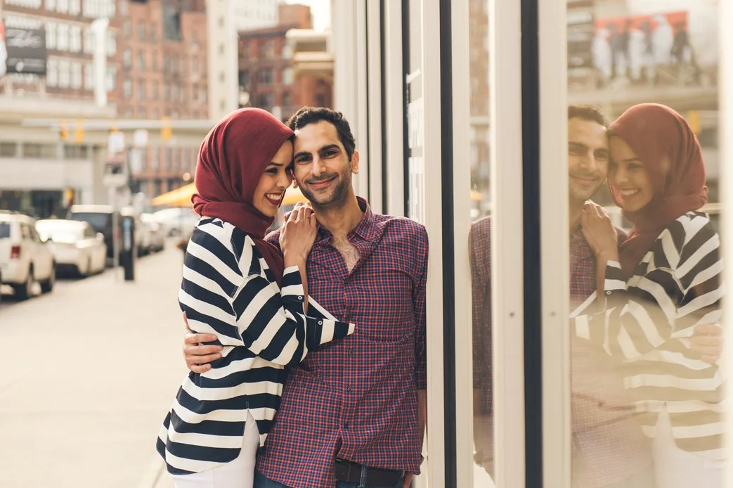 Engagement portrait photographed in Detroit with minimal direction.