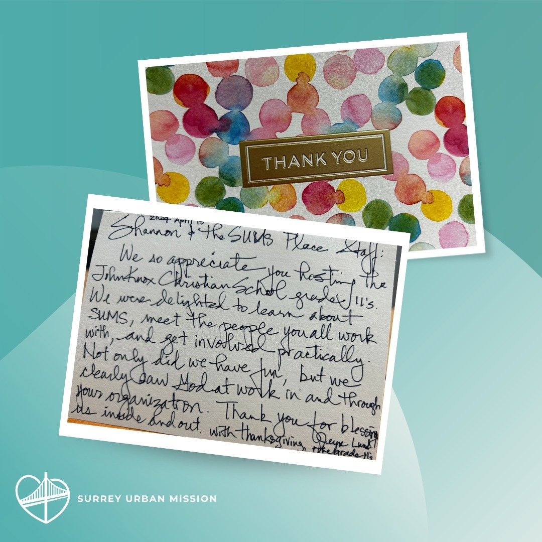 A heartfelt card and message from John Knox Christian School and their grade 11's to the SUMS Place staff! 💌

We're deeply touched by your kind words and thrilled that you had such a meaningful experience with us. Knowing that you not only had fun b