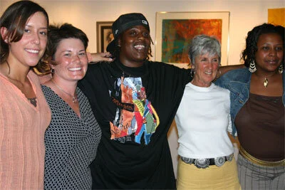 Sharon with Touchstone poets and staff member Jana Wu after receiving Soroptimist award.