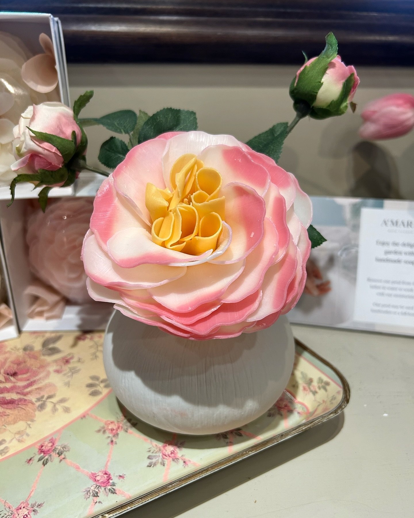 We are ecstatic to have these in stock in time for Mother&rsquo;s Day because they are a truly perfect gift. A&rsquo;Marie&rsquo;s Bath Flower Shop has created these lifelike, handmade soap petals. 

Remove one petal from the flower and lather in wat