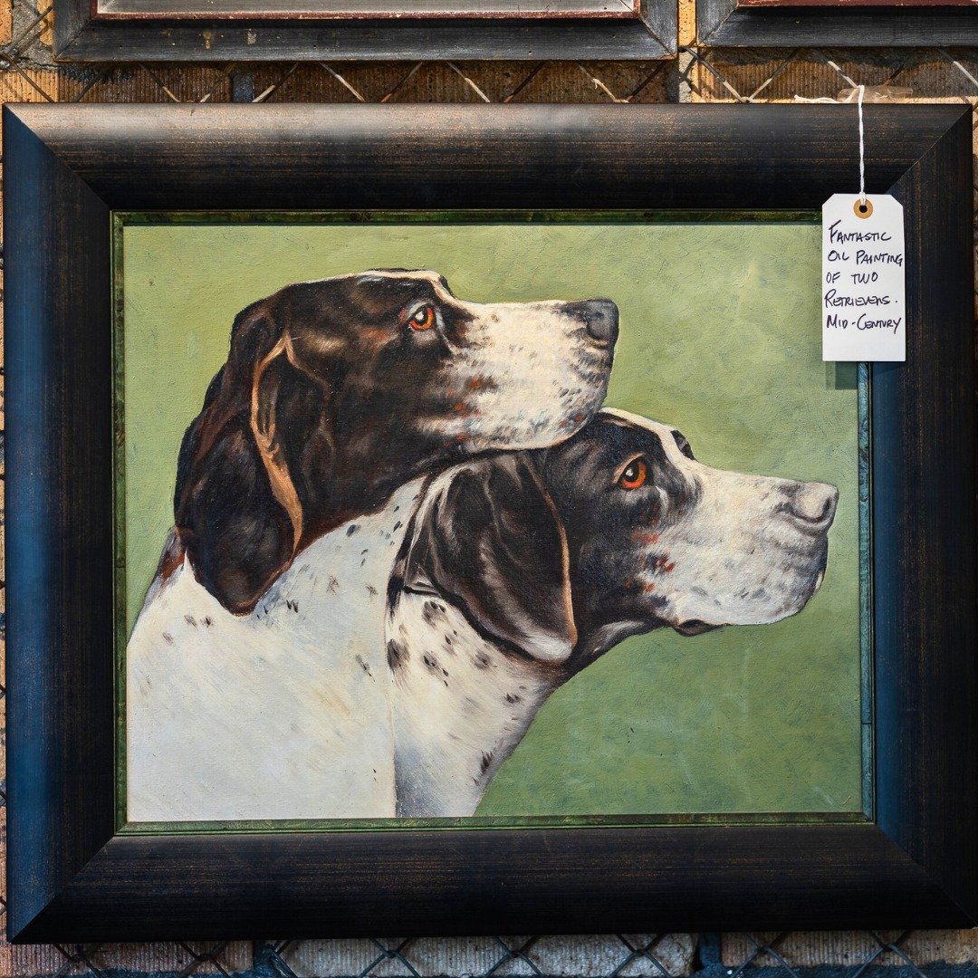 Is Dad a dog lover? Celebrate man&rsquo;s best friend with this mid-century oil painting of two retrievers&mdash;loyal, focused, and full of character. A striking piece for the dad who appreciates timeless sporting art, classic dogs, or meaningful d&