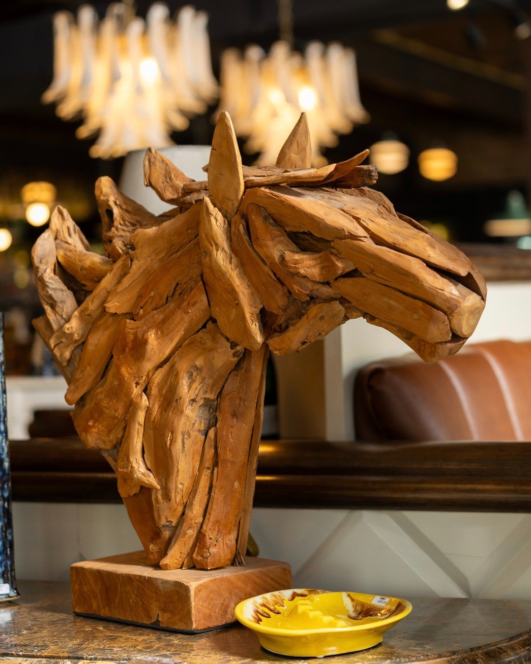 Crafted from genuine, sustainably sourced teak, this custom-made horse bust brings natural texture and bold character to any space. 

Available now at Metamora General.