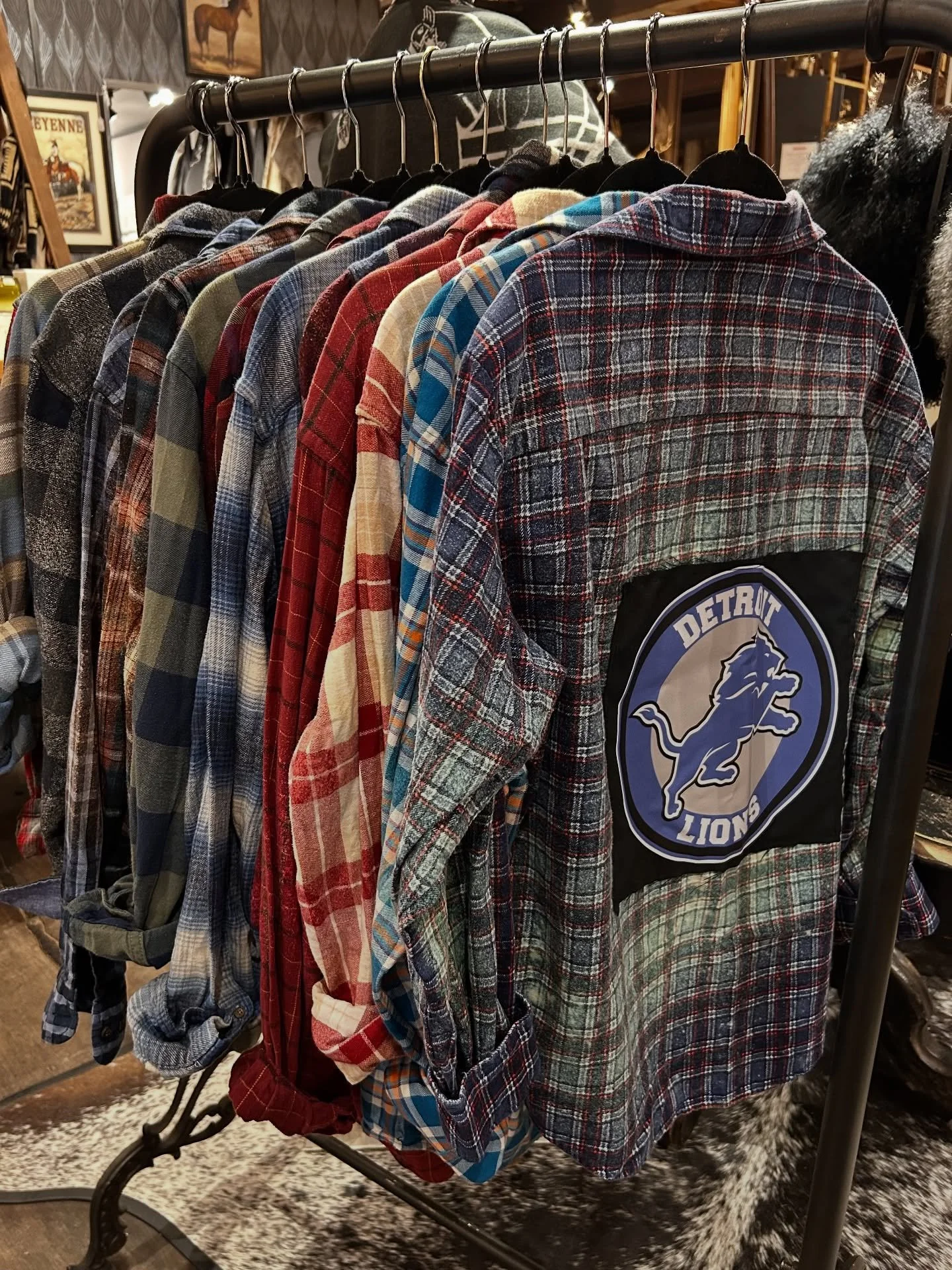 One-of-a-kind &amp; upcycled. ✨ Pretty Hunter&rsquo;s vintage flannels are here&mdash;acid-washed, reimagined, and totally unique. From Detroit Lions and Tigers to classic bands like The Rolling Stones and AC/DC, each shirt is a statement piece you w