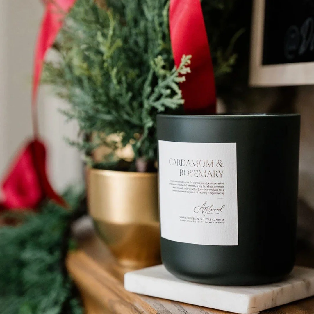 Discover @ApplewoodCandleCo, a Metamora-made line of luxury coconut-soy candles with crackling wooden wicks and pure, toxin-free fragrance blends. Every candle is hand-poured in small batches with gorgeous, gift-ready packaging &mdash; a perfect choi