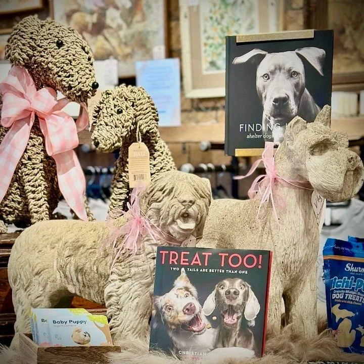 All you need is love&hellip; and a dog 🐾💘 Seagrass pups paired with two vintage cement sweethearts&mdash;one sheepdog, one schnauzer. A little texture, a little nostalgia, and a whole lot of love for the dog people in your life this Valentine&rsquo