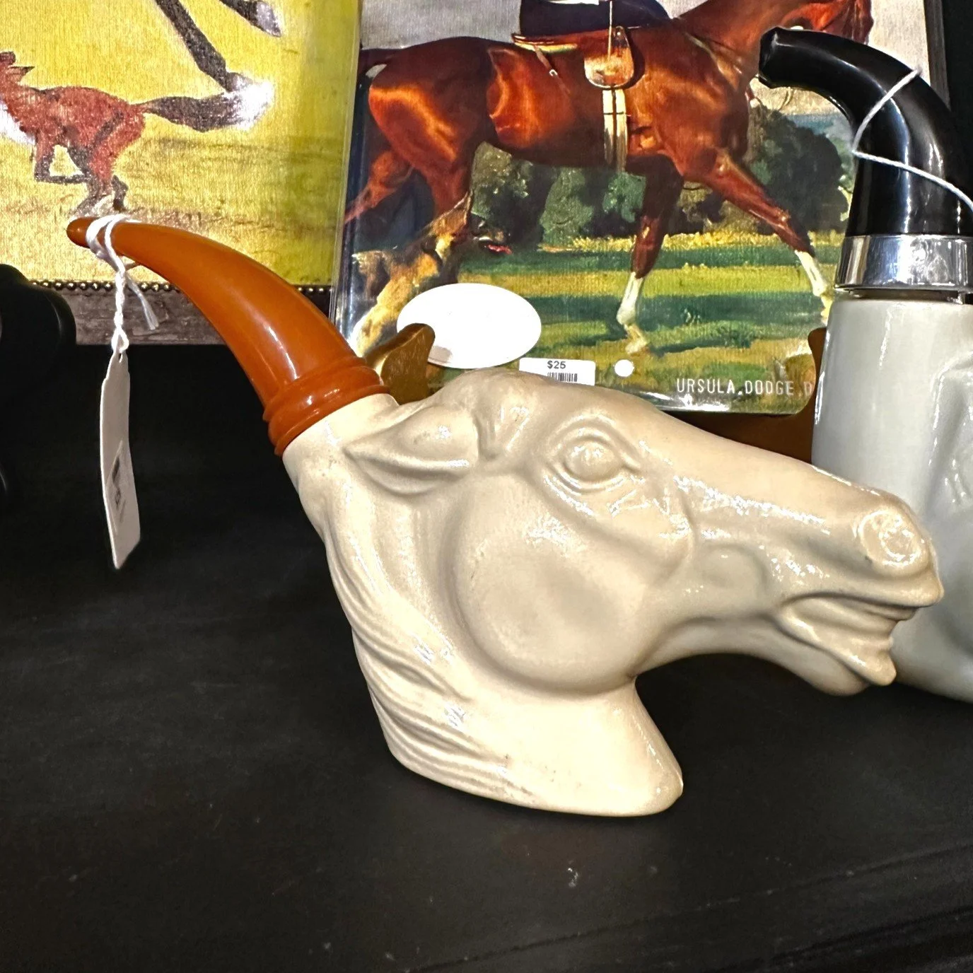 Mid-century nostalgia, dresser edition. These vintage Avon pipe-style cologne bottles date back to the 1960s&ndash;1980s, when Avon released sculptural novelty fragrance bottles in sporting and character designs. Once the cologne was gone, the bottle