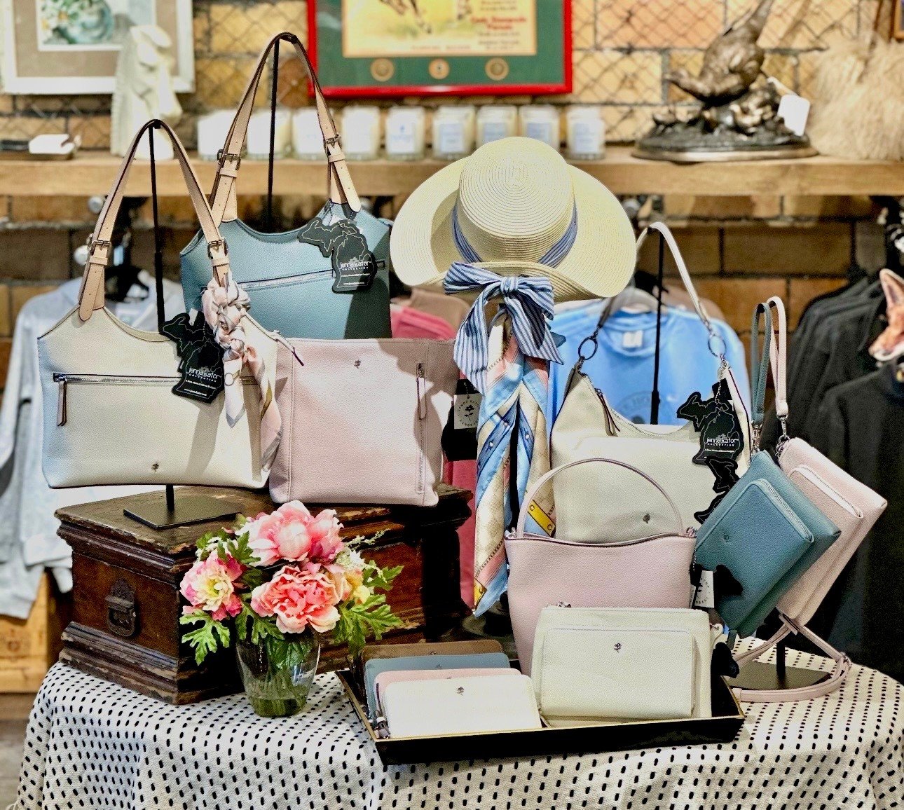 A little refresh for the season. Soft pastels, beautiful textures, and timeless styles &mdash; these handbags and accessories are the perfect way to welcome spring. 🌷🌿

Find them now at Metamora General.