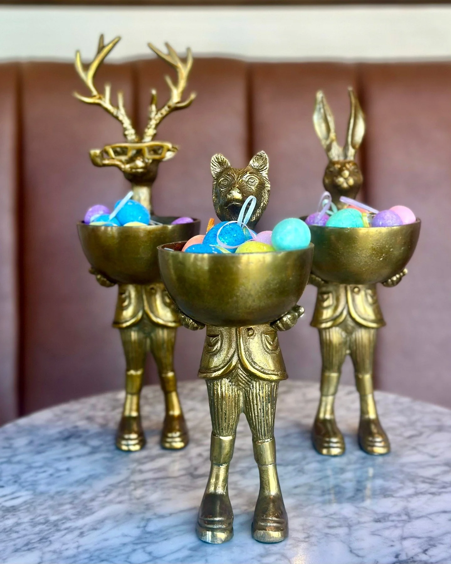 A little woodland charm for your spring table. 🌷

These whimsical brass animal bowls are perfect for holding Easter eggs, candy, or small treasures &mdash; and they make such a fun conversation piece.