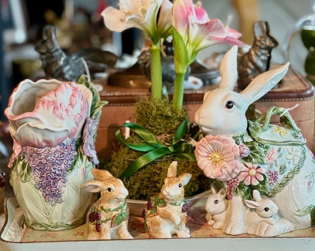 Summer hosting season is here, and these Fitz and Floyd pieces feel right at home. The Fauna and Flora rabbit brings a little charm and character with its botanical detailing, while the hand-painted pitcher is the kind of timeless piece that works be