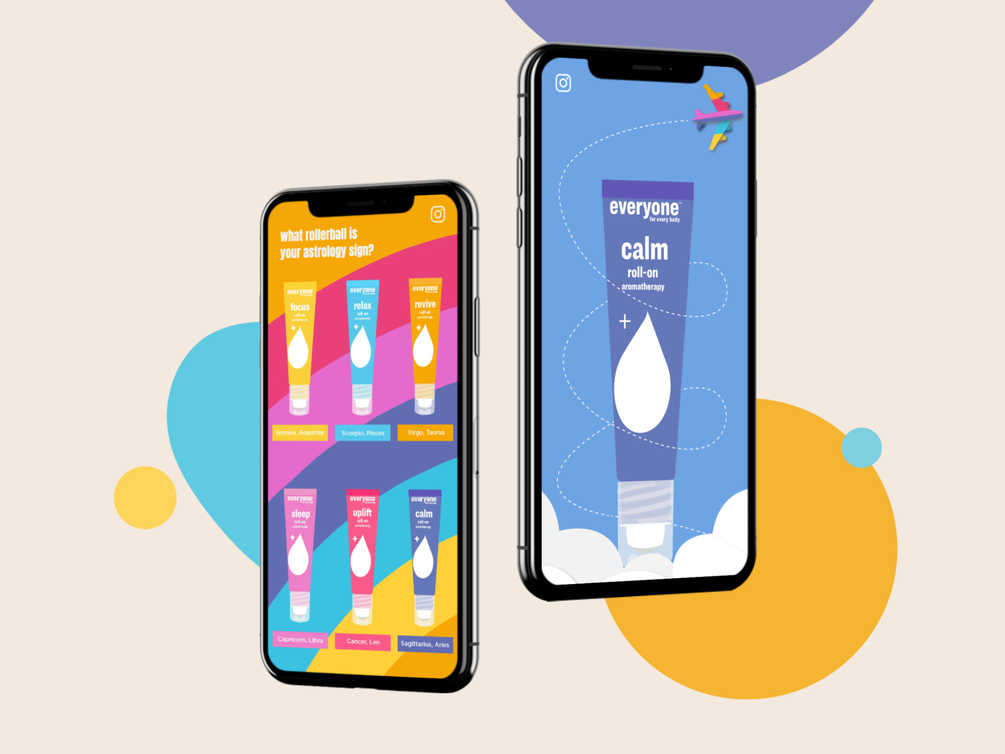 Roller-ball Campaign: The products displayed in these assets were a target Q3 product focusing on the demo 25-35 families. These custom made illustrations showcased each products individual scents in a fun way.