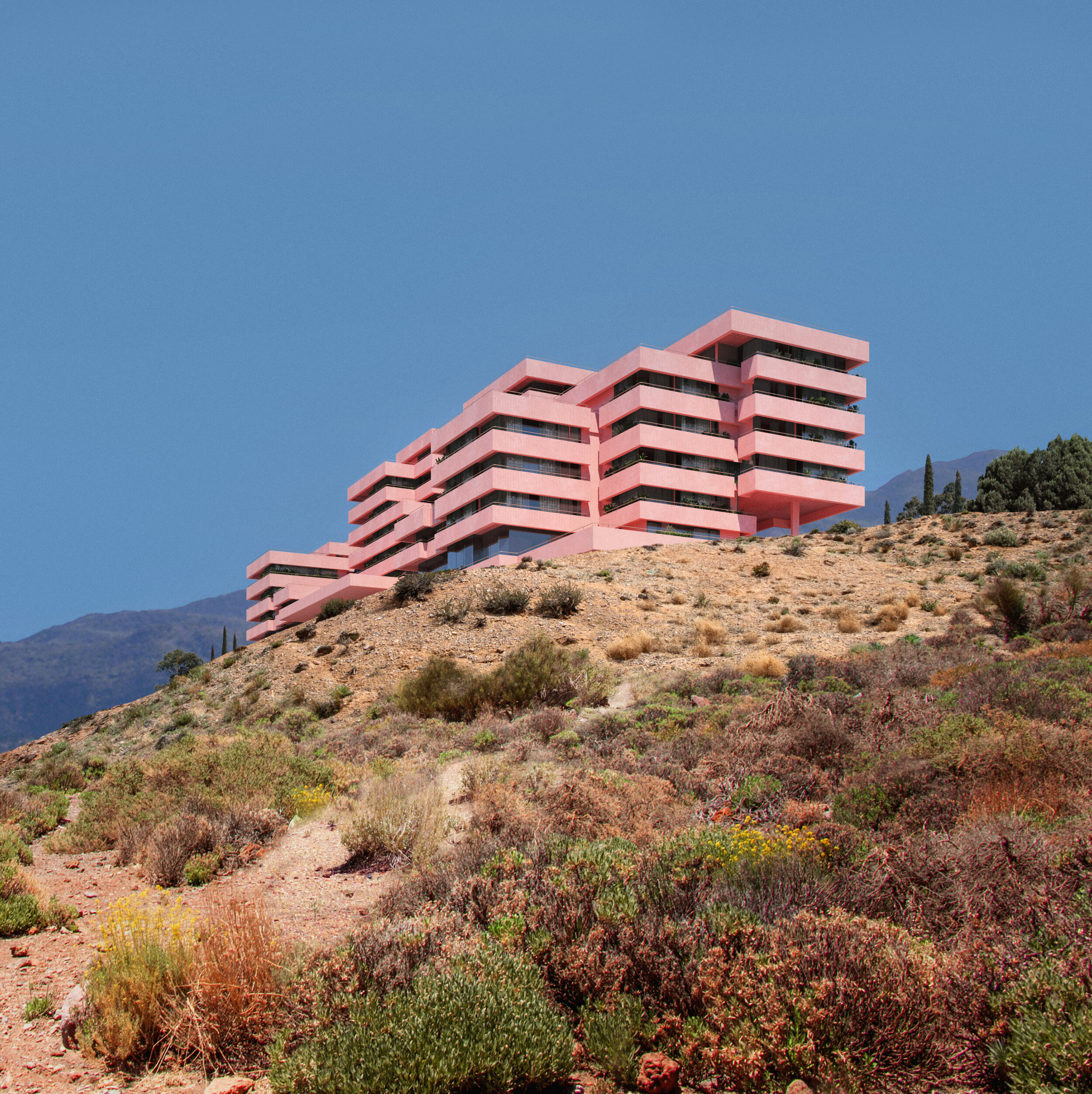 Pink House on a Hill