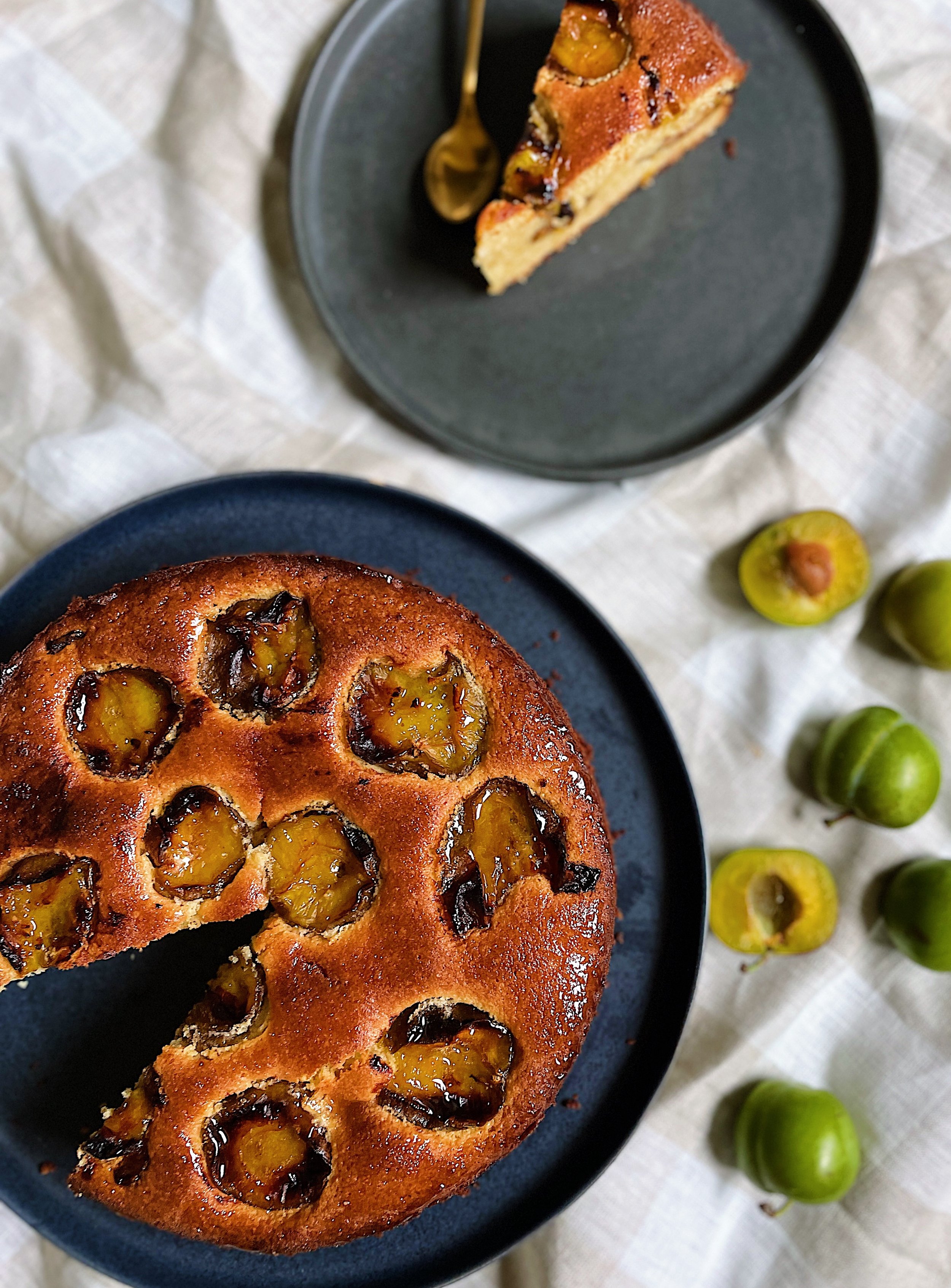 Caramelised Greengage Cake