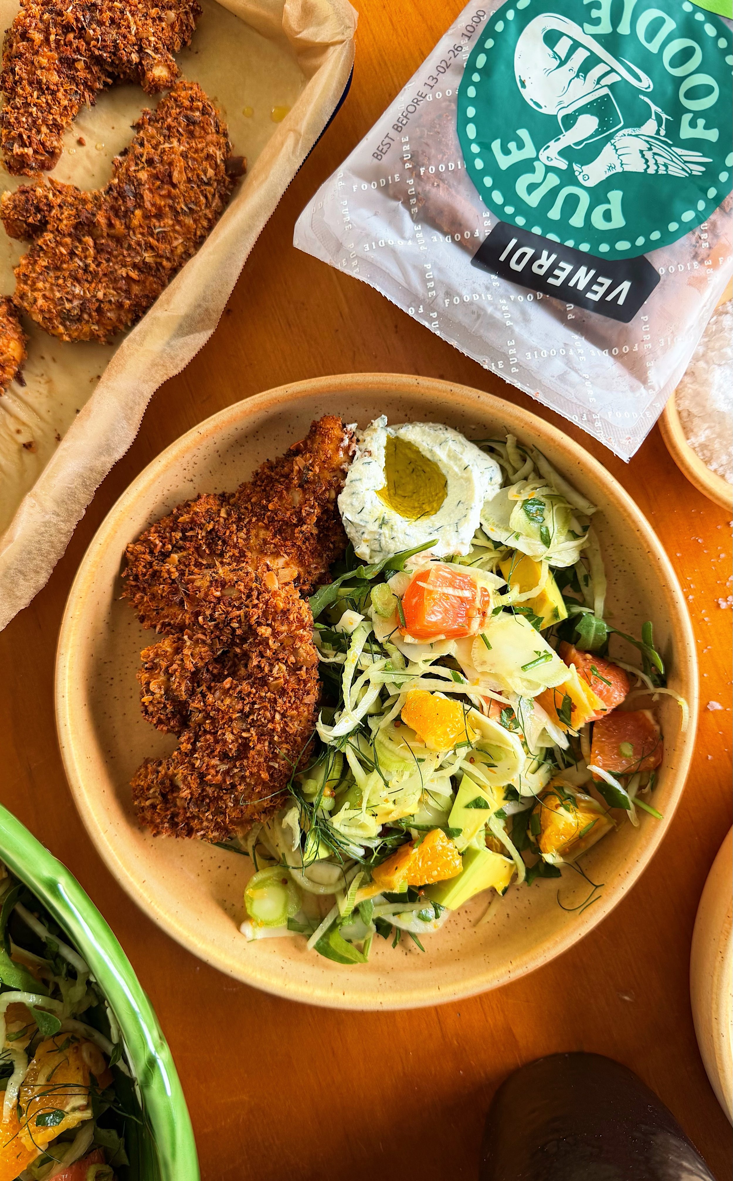 Super Seeded Chicken with Citrus Fennel Salad &amp; Herby Whipped Feta